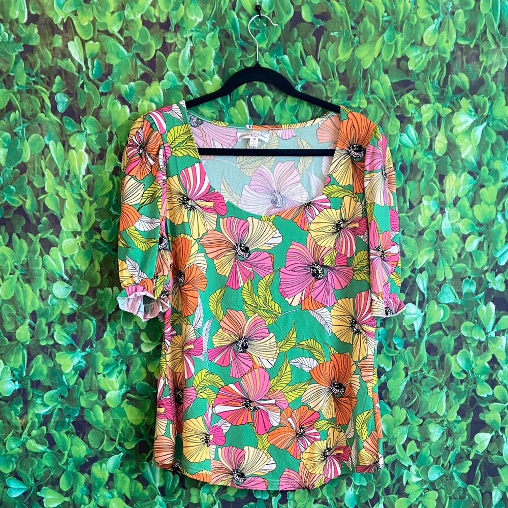Stem & Vine - NWOT Floral Multicolor Women's Top(curvy size)
